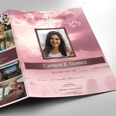 Pink Forever Funeral Program Large Word Publisher Template 4 Etsy