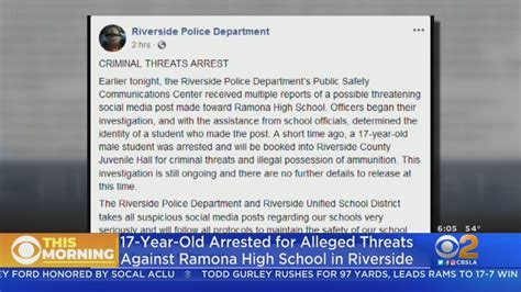 17 Year Old Boy Arrested For Threats Against Ramona High School In