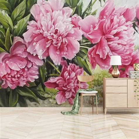 3d Peony Flower Wallpaper Murals For Living Room Bedroom Printed Mural