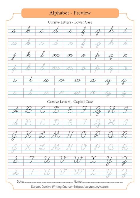 Printable Handwriting Worksheet Lowercase And Uppercase Cursive