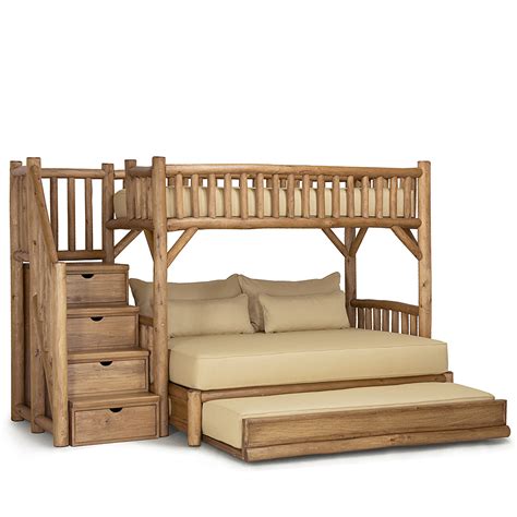 Rustic Bunk Bed With Trundle And Stairs La Lune Collection