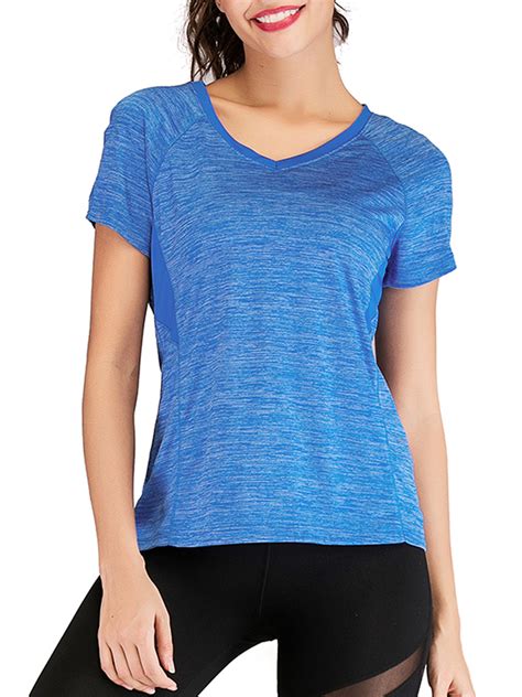 SAYFUT - Women Compression Mesh Yoga Tops Running Workout Athletic 