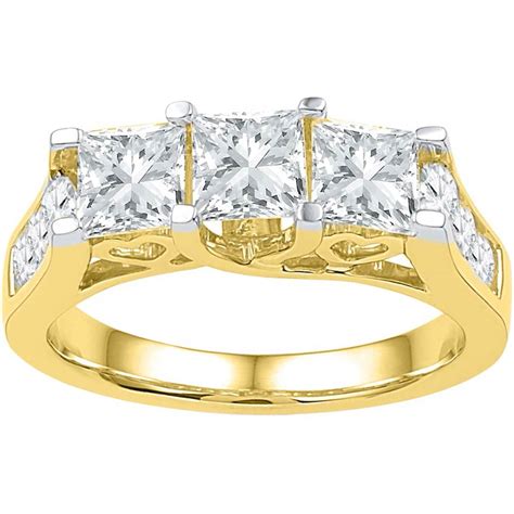 Vintage antique 18ct yellow gold double old round european cut diamond ring. 14k Yellow Gold 2 Ctw 3 Stone Princess Cut Diamond Engagement Ring | 3-stone Rings | Jewelry ...