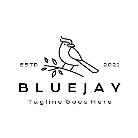 Premium Vector Line Art Blue Jay Bird Logo Design Vector Illustration