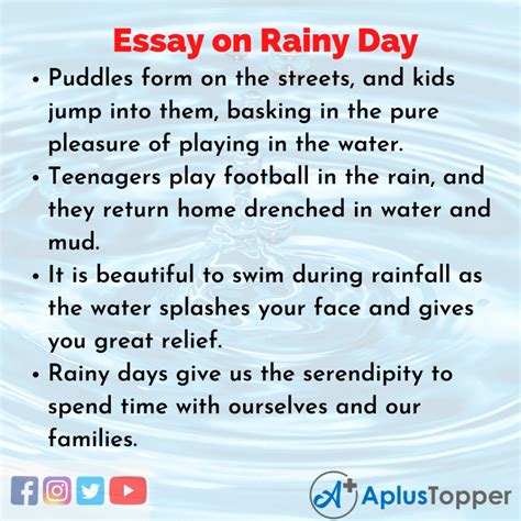 Essay On Rainy Day In English For Students And Children Essay On My