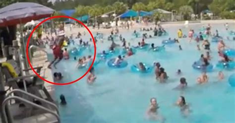 Hero Lifeguard Spots Babe Girl Struggling In Swimming Pool Then Leaps In To Save Her From