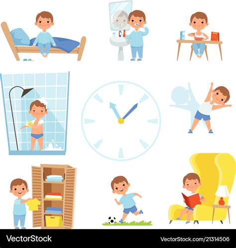 Daily Routine Kids Making Various Cases In All Vector Image