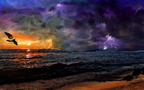 373528 Ocean Storm Sea Painting 4k Wallpaper Mocah Hd Wallpapers