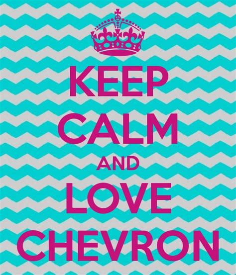 The Words Keep Calm And Love Chevron Are Shown In Pink On A Blue Zigzag