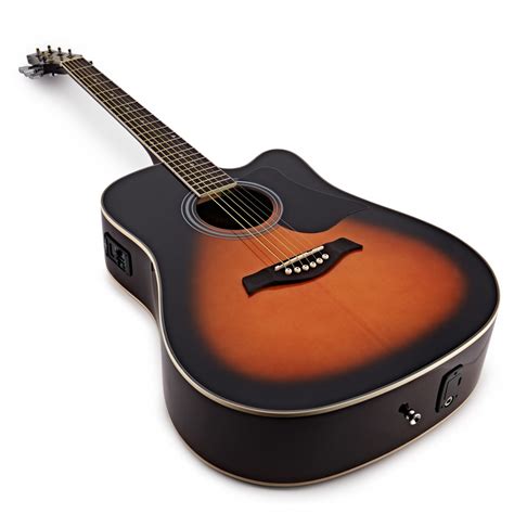 Dreadnought Cutaway Electro Acoustic Guitar By Gear4music Sunburst At