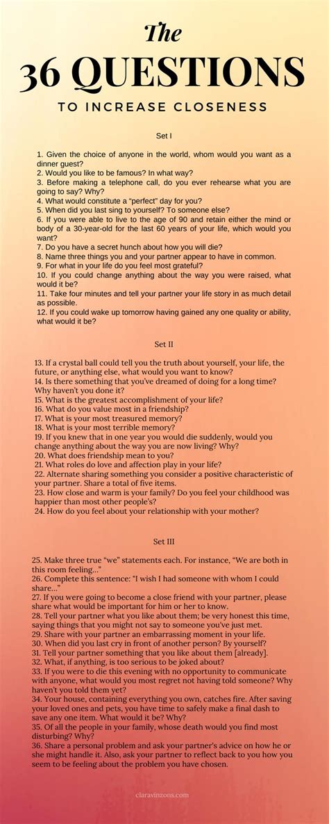 36 Questions To Fall In Love Printable