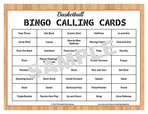 30 Printable Basketball Bingo Cards Basketball Terms Etsy