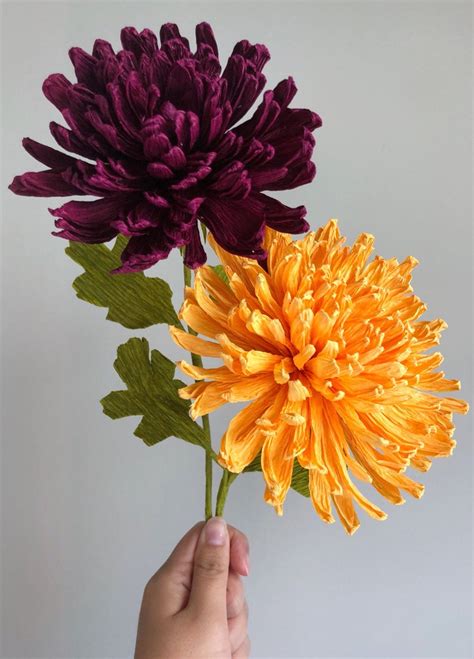 Crepe Paper Chrysanthemum Paper Flowers For Home Decor And Etsy