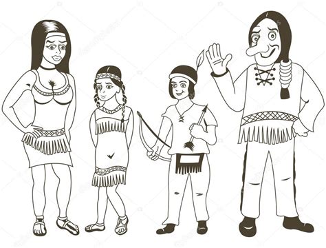 Para Colorear De La Familia Indigena Familias Indigenas Para Colorear