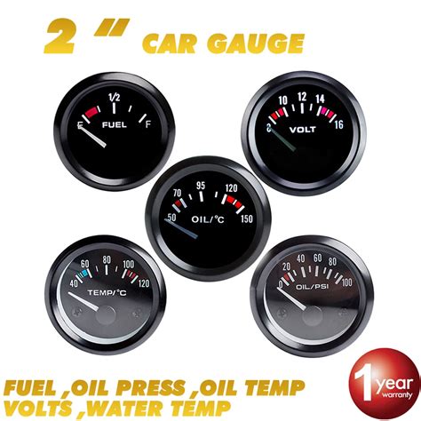 Car Gauge 2 52mm Water Temp Oil Temp Oil Press Fuel Volts Gauge