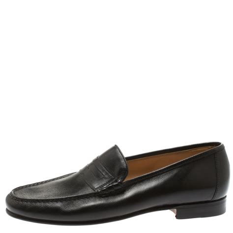 Moreschi Black Leather Penny Loafers Size 415 Moreschi The Luxury Closet