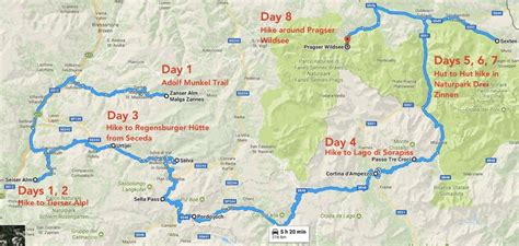 Dolomites Itinerary For Hikers Itinerary Map Moon And Honey Travel