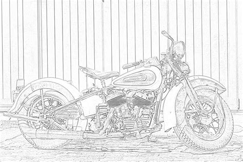 Harley Davidson Vintage Motorcycle Coloring Page Mimi Panda