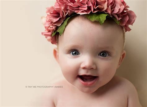 Smiley Baby Girl With Flowers On Head Modern Baby Photography Minnesota