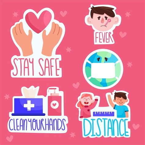 Clean Yourself And Stay Healthy Badge Set Free Vector