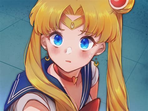 Safebooru Girl O Bishoujo Senshi Sailor Moon Blonde Hair Blue Eyes Choker Circlet Earrings
