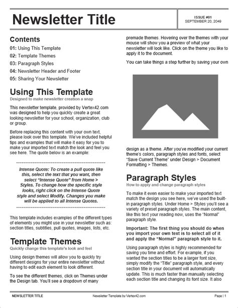 create a newsletter template in word