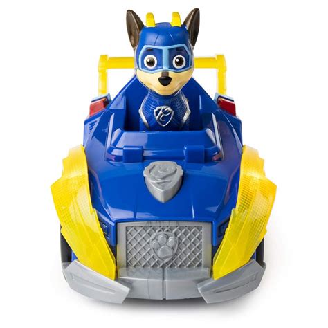 spin master paw patrol 6054192 mighty pups super paws chase s deluxe vehicle with lights and