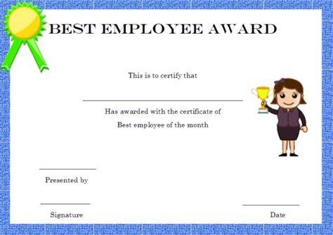 Best Employee Award Certificate Templates 6 Templates Example