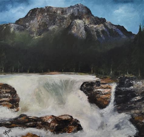 Athabasca Falls In Jasper National Park Painting By Terry Orletsky