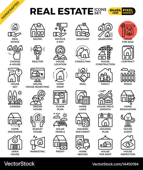 Real Estate Line Icon Set Royalty Free Vector Image