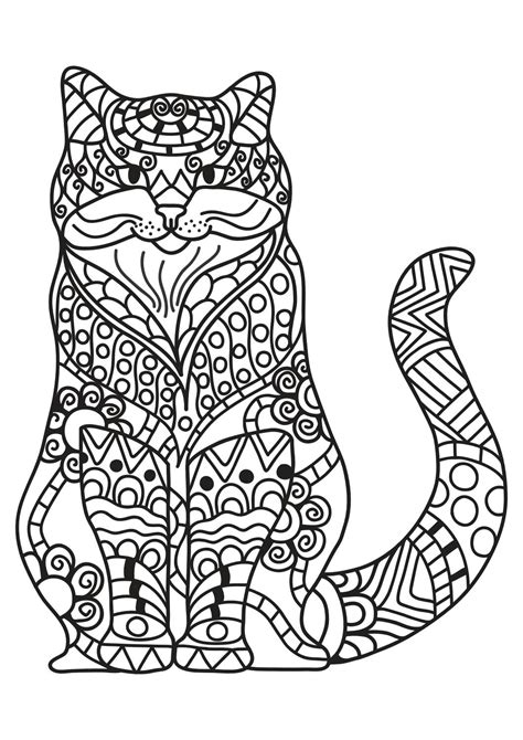 Cat Coloring Pages For Adults Printable Coloring Book By Marko