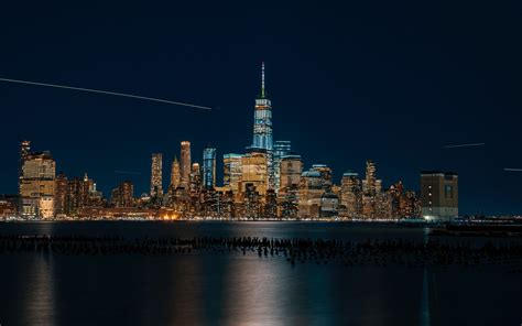 Download Wallpaper 3840x2400 New York Usa Night City Panorama