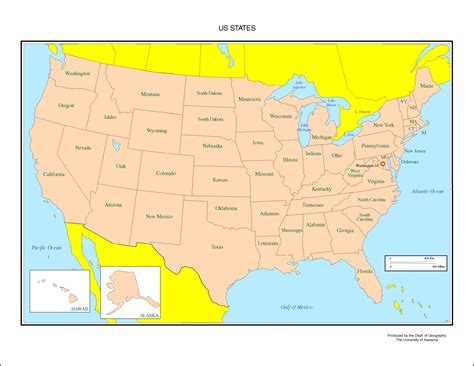 Labeled United States Map Printable