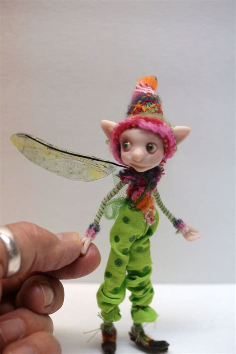 Ooak Poseable Little Elf Fairy 75 Pixie Polymer Clay Art Doll By