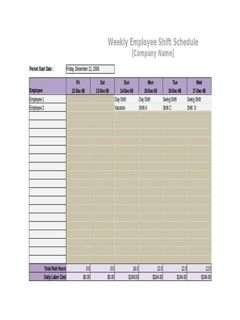 3 10 Hour Shift Schedule Templates Pdf Word Free And Premium Templates