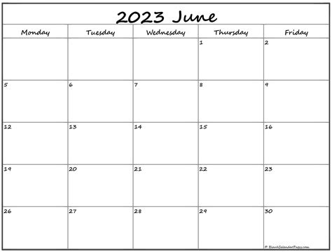 June July 2023 Calendar Monday Start Pelajaran