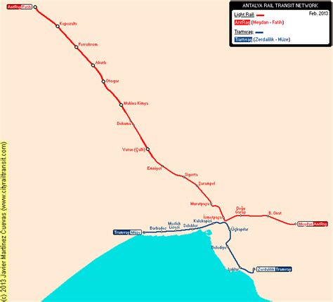 Antalya Real Distance Metro Map