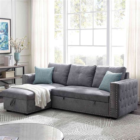 Buy Tulib Reversible Sectional Er Sofa With Storage Chaise L Shape Corner Couch With Pulled Out