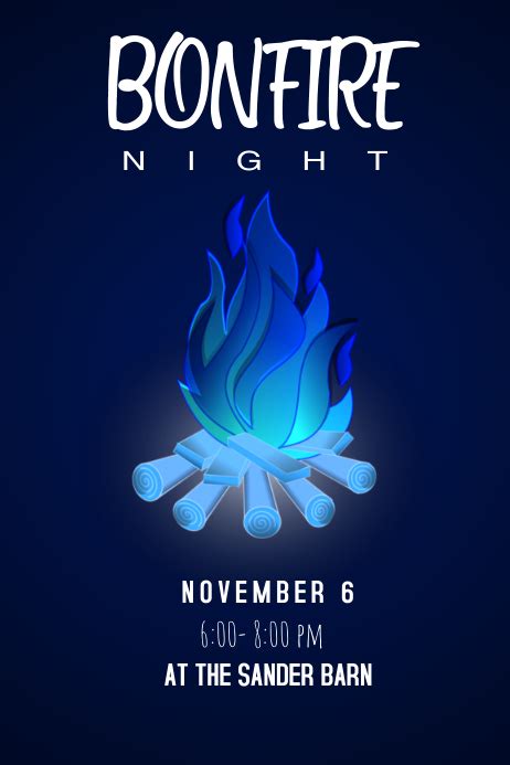 Blue Bonfire Poster Template Postermywall