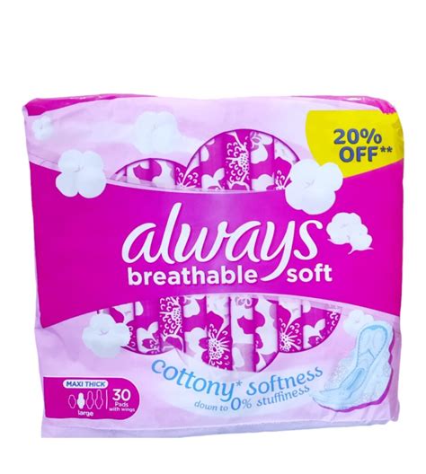 Breathable Soft Maxi Thick Large Sanitary Pads With Wings 30 Pieces