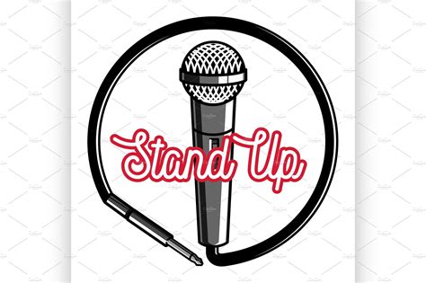 Stand Up Comedy Show Emblem Pre Designed Illustrator Graphics