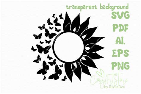 Commercial use Sunflower SVG file. Butterfly sunflower PNG. | Etsy