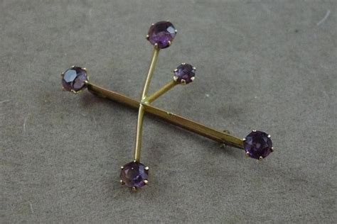 9ct Gold Southern Cross Brooch With Amethyst And Plated Pin Brooches