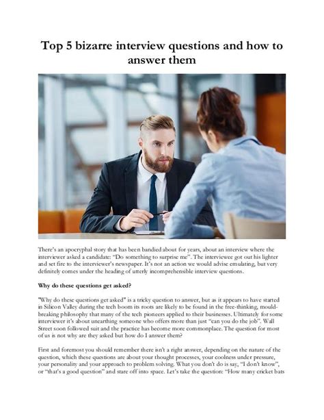 Top 5 Bizarre Interview Questions And How To Answer Them By Anastasia