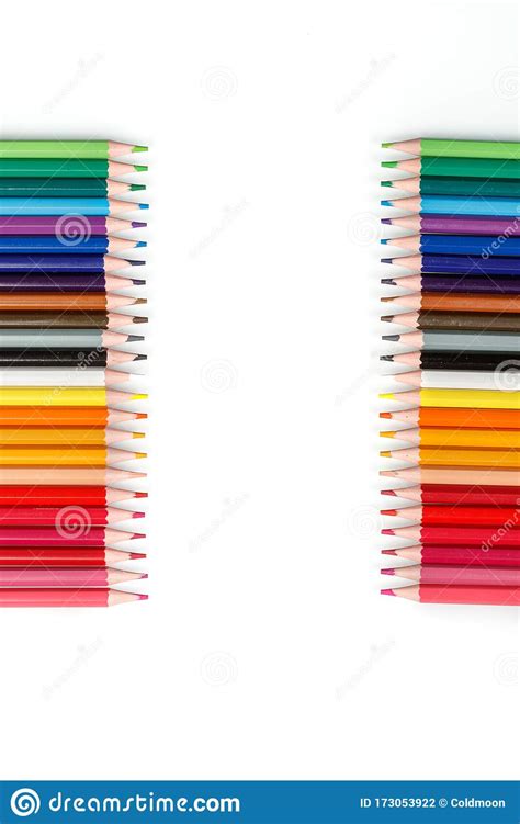 Colored pencils on a white background, Stock image