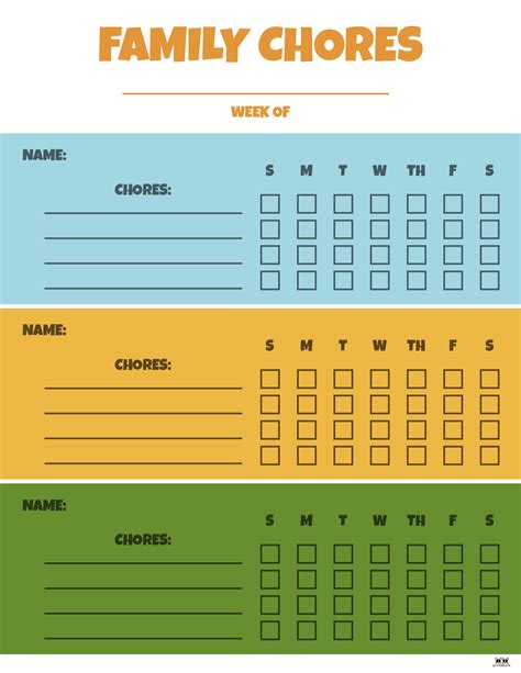Multiple Children Chore Charts 10 Free Printable Charts Printabulk