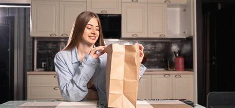 Easy Shopping And Food Delivery Satisfied Young Caucasian Woman