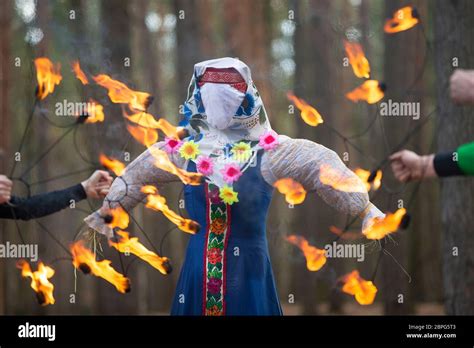 Burning Straw Stuffed Carnival A Symbol Of Winter And Death In Slavic