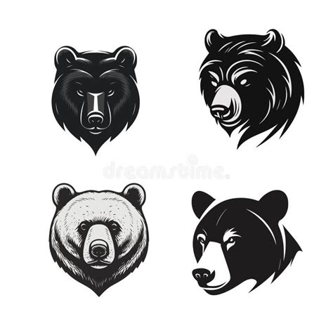 Black White Grizzly Bear Logo Or Polar Bear Head Face Silhouette Logo