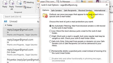 On the menu displayed move your mouse over or tap junk How to whitelist email address in Outlook - YouTube